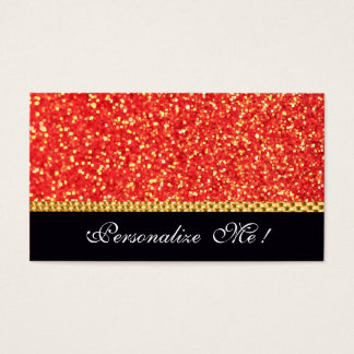 Red Modern Glitter Cute Girly/Grosch Visitkort