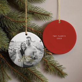 Red Modern God jul Anpassningsbar Photo Julgransprydnad Keramik
