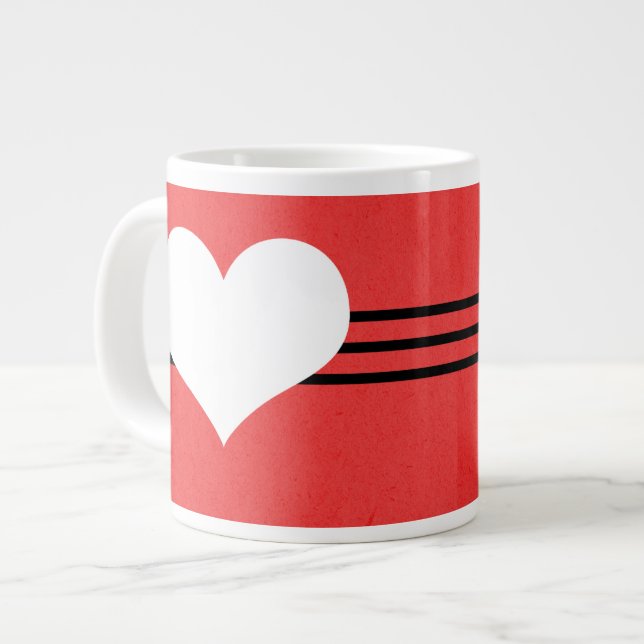 Red Modern Heart Jumbo Mugg (Framsida vänster)