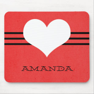 Red Modern Heart Mousepad Musmatta