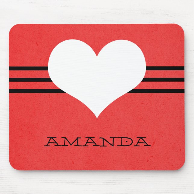 Red Modern Heart Mousepad Musmatta (Framsidan)