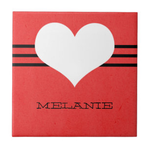 Red Modern Heart Tile Kakelplatta