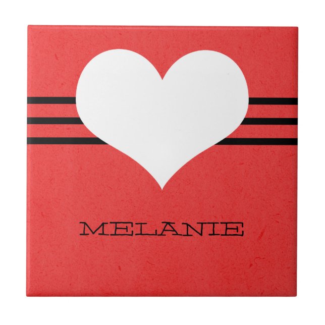 Red Modern Heart Tile Kakelplatta (Framsidan)