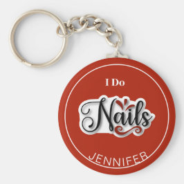 Red Modern I Do Nagel Nail Technician Keychain Nyckelring