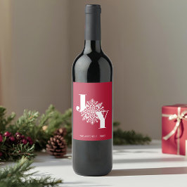Red Modern JOY-jul Vinflaska Etikett