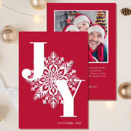 Red Modern JOY Photo jul Card Julkort