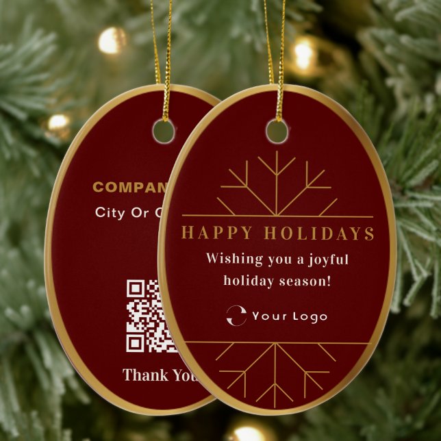 Red Modern jul Business Logotyp QR-Chic Julgransprydnad Keramik (Skapare uppladdad)