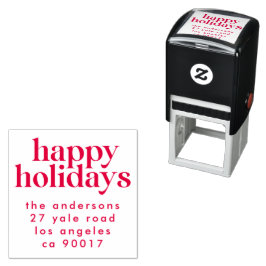 Red Modern Lycklig Helgdag-jultid, Returadress Självfärgande Stämpel