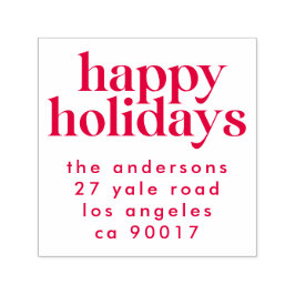 Red Modern Lycklig Helgdag-jultid, Returadress Självfärgande Stämpel