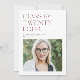 Red Modern Minimalist Class från 2022 Studenten Inbjudningar