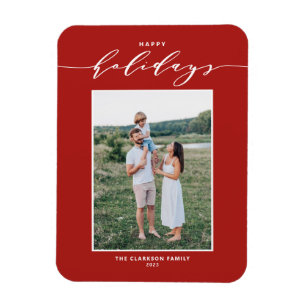 Red Modern Mix Typography Glad helg Photo Magnet