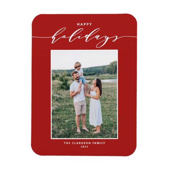 Red Modern Mix Typography Glad helg Photo Magnet (Vertikal)