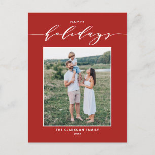Red Modern Mix Typography Glad helg Photo Vykort