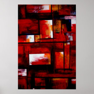 Red Modern Oriental Abstrakt Poster Skriv ut