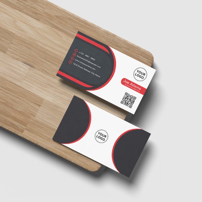 Red Modern Professionell Corporate Scannable Visitkort (Skapare uppladdad)