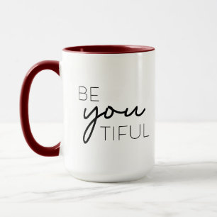 Red Modern Script Typography be you tiful Mugg