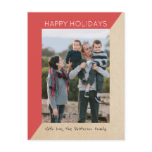 Red Modern Slant Helgdag Photo Postcard