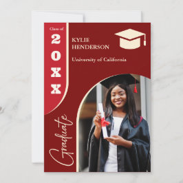 Red Modern Studenten Photo Inbjudningar