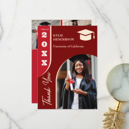 Red Modern Studenten Photo Tack Kort