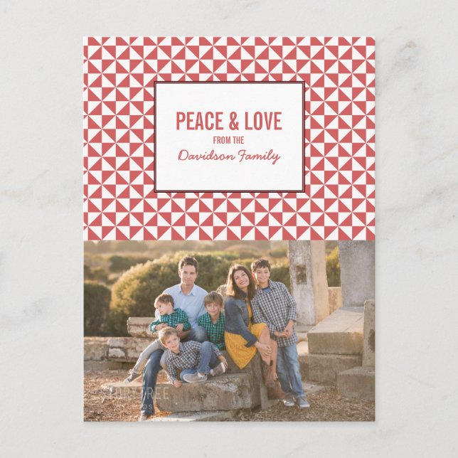 Red Modern Triangles Helgdag Photo Postcard Helg Vykort (Framsida)