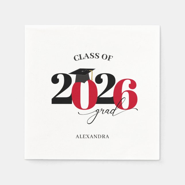 Red Modern Typography Class of 2025 Student Pappersservett (Framsidan)