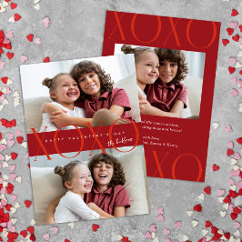 Red Modern XOXO Photo Valentine Day Julkort