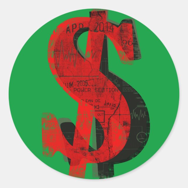 Red Money Runt Klistermärke (Framsida)