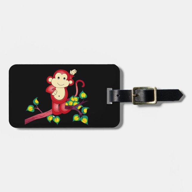 Red Monkey Animal Luggage Tagg Bagagebricka (Horisontell Framsida)