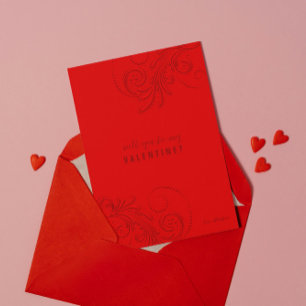 Red Monochromatic Swirls kommer du bli min Valenti Inbjudningar