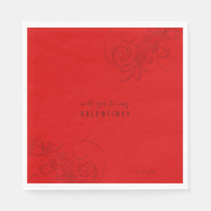 Red Monochromatic Swirls kommer du bli min Valenti Pappersservett