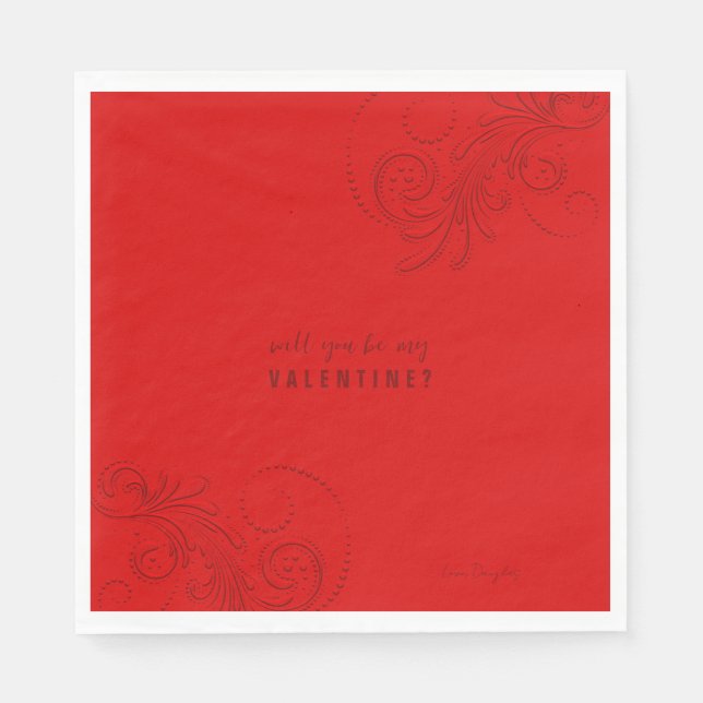Red Monochromatic Swirls kommer du bli min Valenti Pappersservett (Framsidan)