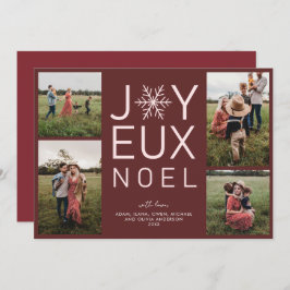 Red Monochrome Joyeux Noel Modern Helgdag Card Inbjudningar
