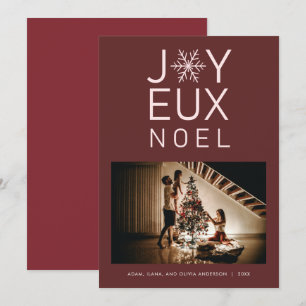 Red Monochrome Joyeux Noel Modern Helgdag Card Inbjudningar