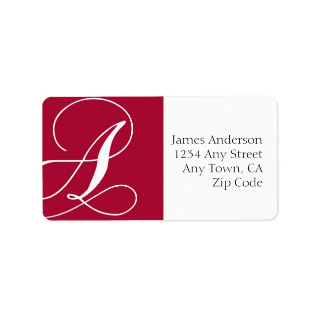 Red Monogram A-Adressetiketter Adressetikett (Framsidan)