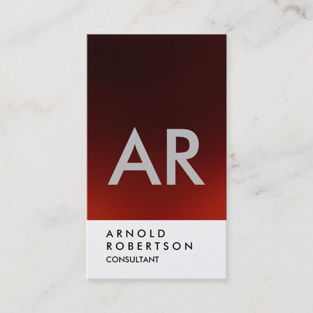Red Monogram-Affärskort med enkel Mörk Visitkort (Framsida)