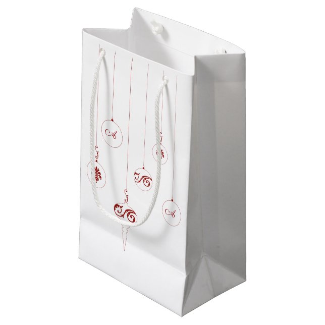 Red Monogram Bauble Hanging Ornaments Gift Bag (Framsidan Vinklad)