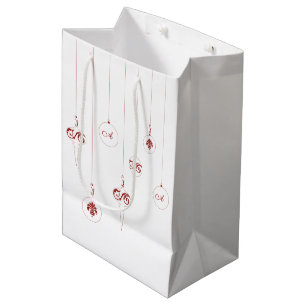Red Monogram Bauble jul Ornaments Gift Bag