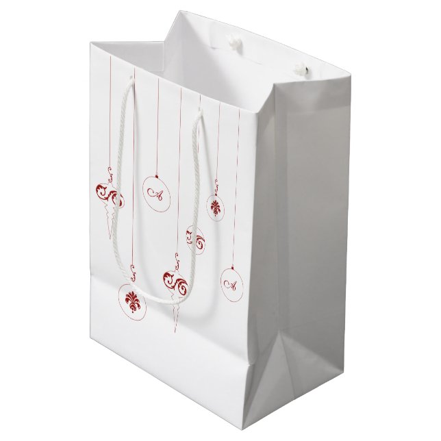Red Monogram Bauble jul Ornaments Gift Bag (Framsidan Vinklad)