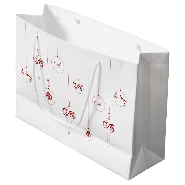 Red Monogram Bauble jul Ornaments Gift Bag (Framsidan Vinklad)
