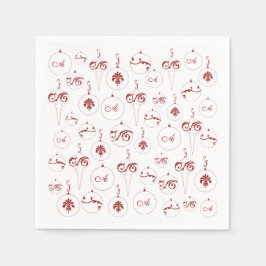 Red Monogram Bauble Ornaments Mönster jul Pappersservett