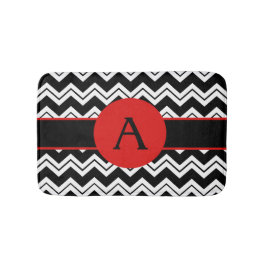 Red Monogram Black White Chevron ZizZag Matta
