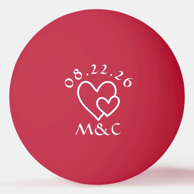 Red Monogram Bröllop Pingisboll (Framsidan)
