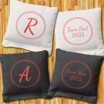 Red Monogram - enkel Elegant runda