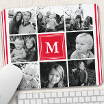 Red Monogram Family Photo Collage Musmatta<br><div class="desc">Fotokollage för monogramfamiljen. Anpassa det här anpassad design med din egen monografioriginaltext eller text.</div>