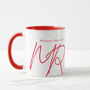 Red Monogram för tunna Linjer-skript Mugg