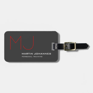 Red Monogram Grått Modern Minimalist Bagagebricka