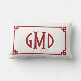 Red Monogram Grekiska Nyckel Gräns Lumbar Pillow Lumbarkudde