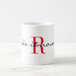 Red Monogram Initial 'do it now' Design 11oz Kaffemugg<br><div class="desc">The words "do it now" and bold red monogram initial decorate this 11oz classic coffee mug. Large capacity for hot or cold beverages. Easily change the initial and text using the Template provided. Ideal for yoga instructor,  gym coach,  family or friends. Also available in 15oz and other mug styles.</div>