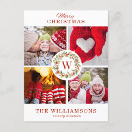 Red Monogram jul Berry Wandeandan | 4 Foto Helg Vykort