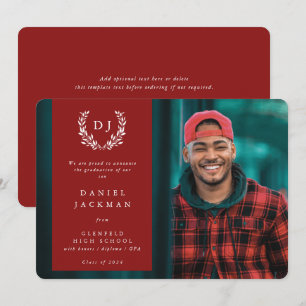 Red Monogram Laurel Wandan Studenten Photo Meddelande